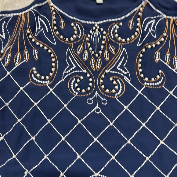 Skies are Blue Navy beaded‎ top / size S / H-9 - Picture 3 of 5